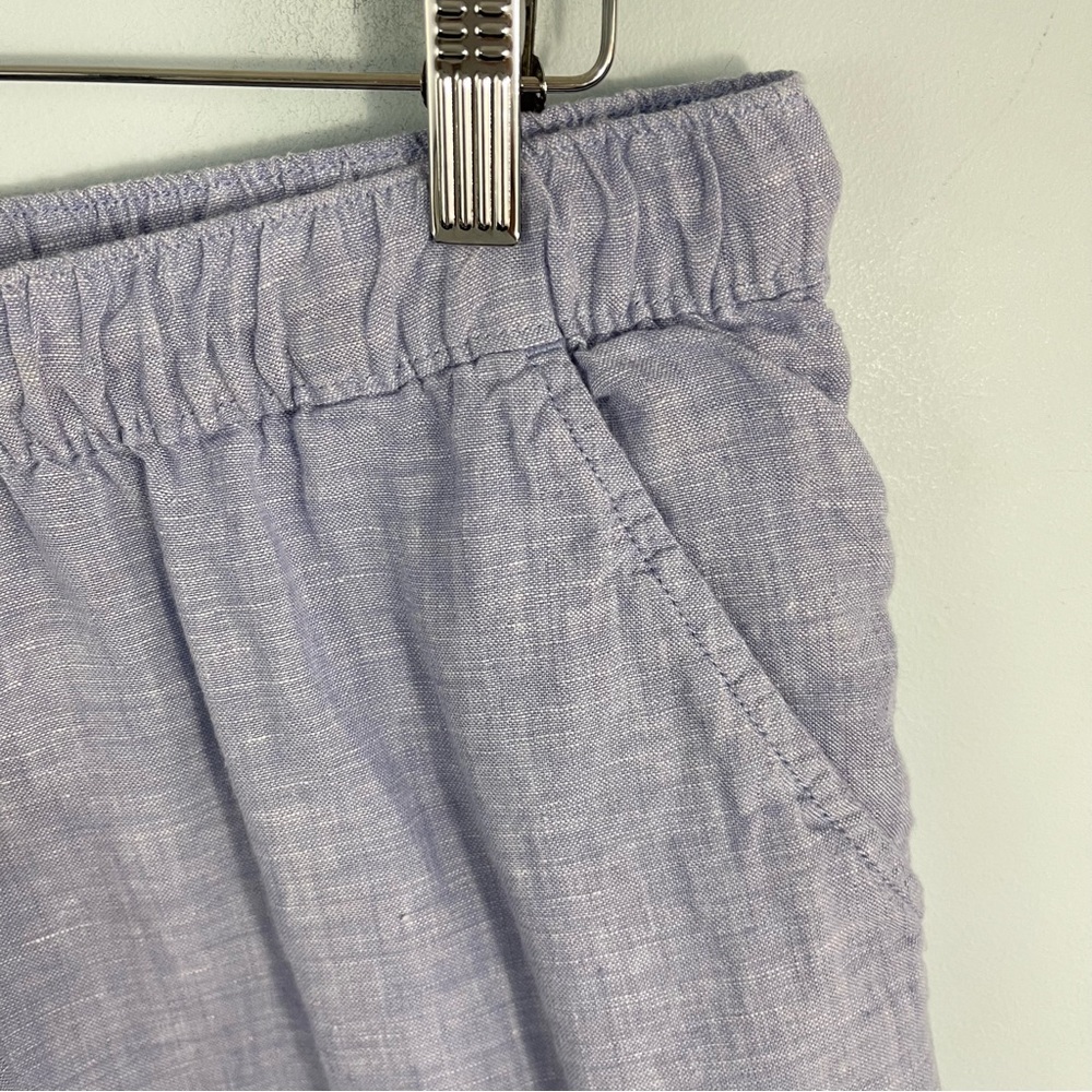 Tahari Plus Size 1X Blue 100% Linen High Rise Pull-On Shorts Pockets - Picture 5 of 10